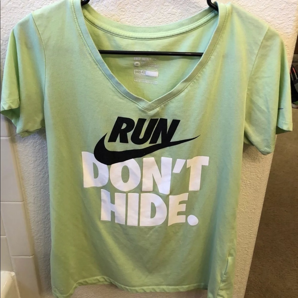 Nike drifit cotton Vneck green T-shirt